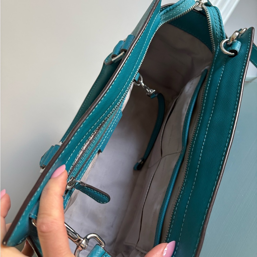 Michael Kors Teal Saffiano Satchel with Removable Strap - Picture 4 of 5